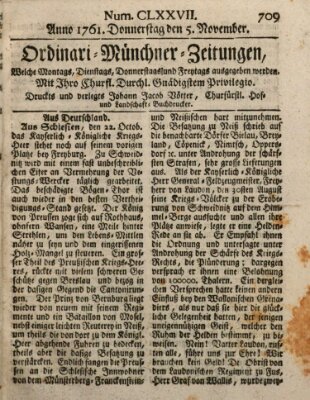 Ordinari-Münchner-Zeitungen (Süddeutsche Presse) Donnerstag 5. November 1761