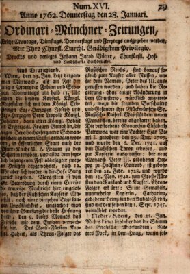 Ordinari-Münchner-Zeitungen (Süddeutsche Presse) Donnerstag 28. Januar 1762