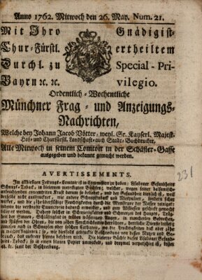 Ordinari-Münchner-Zeitungen (Süddeutsche Presse) Mittwoch 26. Mai 1762