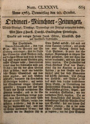 Ordinari-Münchner-Zeitungen (Süddeutsche Presse) Donnerstag 20. Oktober 1763