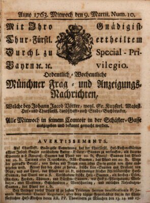 Ordinari-Münchner-Zeitungen (Süddeutsche Presse) Mittwoch 9. März 1763