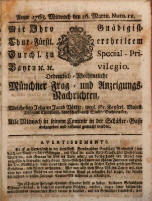 Ordinari-Münchner-Zeitungen (Süddeutsche Presse) Mittwoch 16. März 1763