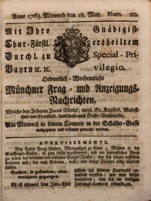 Ordinari-Münchner-Zeitungen (Süddeutsche Presse) Mittwoch 18. Mai 1763