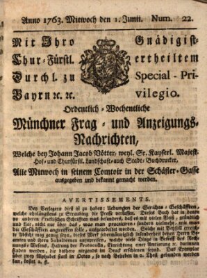 Ordinari-Münchner-Zeitungen (Süddeutsche Presse) Mittwoch 1. Juni 1763