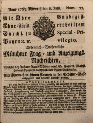 Ordinari-Münchner-Zeitungen (Süddeutsche Presse) Mittwoch 6. Juli 1763