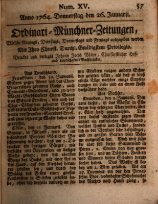 Ordinari-Münchner-Zeitungen (Süddeutsche Presse) Donnerstag 26. Januar 1764