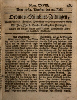 Ordinari-Münchner-Zeitungen (Süddeutsche Presse) Dienstag 24. Juli 1764