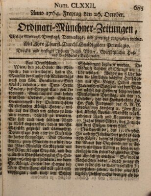 Ordinari-Münchner-Zeitungen (Süddeutsche Presse) Freitag 26. Oktober 1764