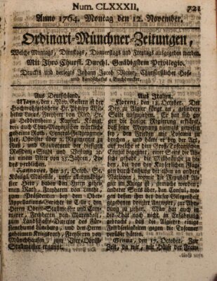 Ordinari-Münchner-Zeitungen (Süddeutsche Presse) Montag 12. November 1764