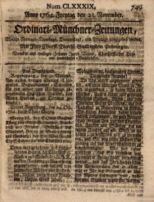 Ordinari-Münchner-Zeitungen (Süddeutsche Presse) Freitag 23. November 1764