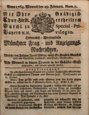 Ordinari-Münchner-Zeitungen (Süddeutsche Presse) Mittwoch 29. Februar 1764