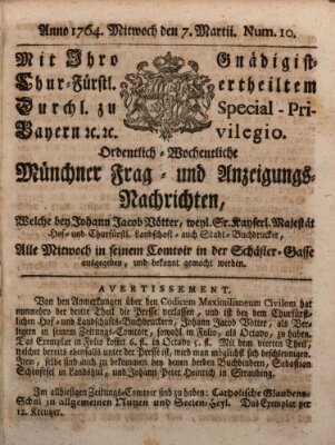 Ordinari-Münchner-Zeitungen (Süddeutsche Presse) Mittwoch 7. März 1764