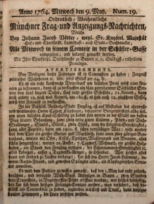 Ordinari-Münchner-Zeitungen (Süddeutsche Presse) Mittwoch 9. Mai 1764