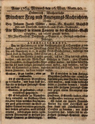 Ordinari-Münchner-Zeitungen (Süddeutsche Presse) Mittwoch 16. Mai 1764