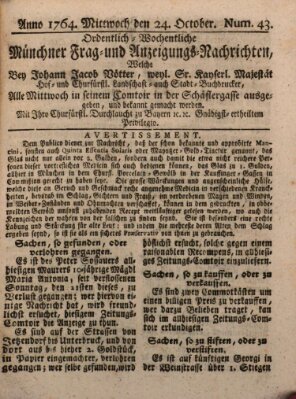 Ordinari-Münchner-Zeitungen (Süddeutsche Presse) Mittwoch 24. Oktober 1764