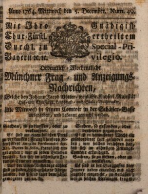 Ordinari-Münchner-Zeitungen (Süddeutsche Presse) Mittwoch 5. Dezember 1764