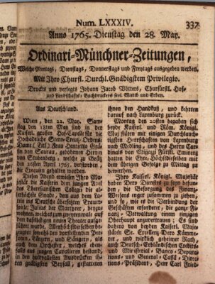 Ordinari-Münchner-Zeitungen (Süddeutsche Presse) Dienstag 28. Mai 1765