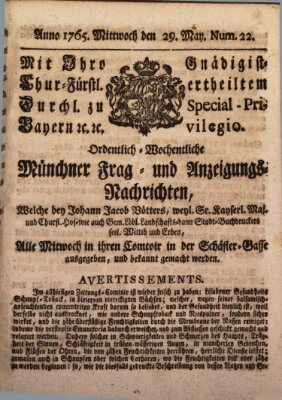 Ordinari-Münchner-Zeitungen (Süddeutsche Presse) Mittwoch 29. Mai 1765