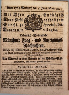 Ordinari-Münchner-Zeitungen (Süddeutsche Presse) Mittwoch 5. Juni 1765