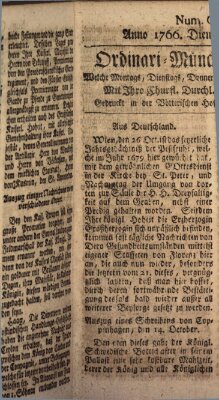 Ordinari-Münchner-Zeitungen (Süddeutsche Presse) Dienstag 4. November 1766