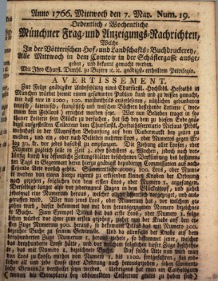 Ordinari-Münchner-Zeitungen (Süddeutsche Presse) Mittwoch 7. Mai 1766