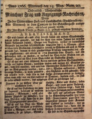 Ordinari-Münchner-Zeitungen (Süddeutsche Presse) Mittwoch 14. Mai 1766