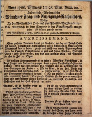 Ordinari-Münchner-Zeitungen (Süddeutsche Presse) Mittwoch 28. Mai 1766