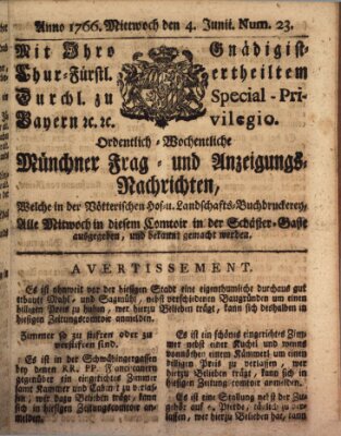 Ordinari-Münchner-Zeitungen (Süddeutsche Presse) Mittwoch 4. Juni 1766