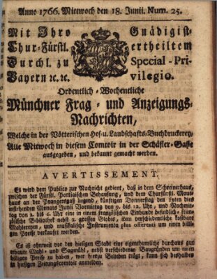 Ordinari-Münchner-Zeitungen (Süddeutsche Presse) Mittwoch 18. Juni 1766