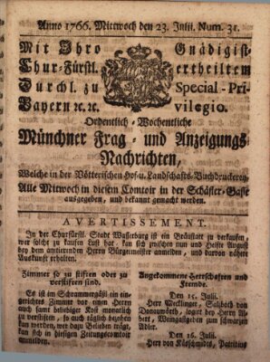 Ordinari-Münchner-Zeitungen (Süddeutsche Presse) Mittwoch 23. Juli 1766