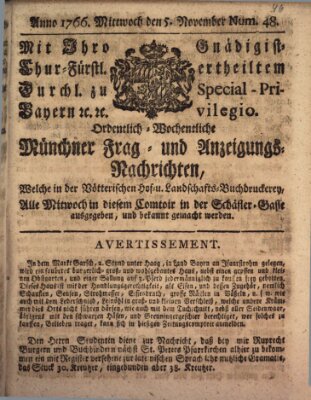 Ordinari-Münchner-Zeitungen (Süddeutsche Presse) Mittwoch 5. November 1766