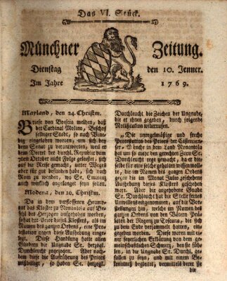 Münchner Zeitung (Süddeutsche Presse) Dienstag 10. Januar 1769