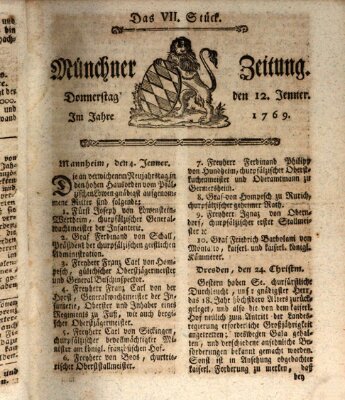 Münchner Zeitung (Süddeutsche Presse) Donnerstag 12. Januar 1769