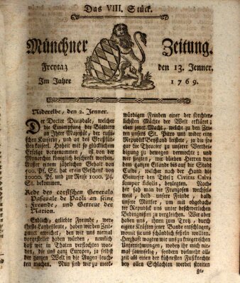 Münchner Zeitung (Süddeutsche Presse) Freitag 13. Januar 1769