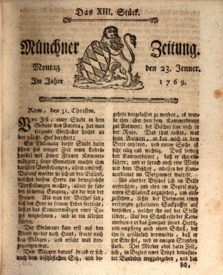 Münchner Zeitung (Süddeutsche Presse) Montag 23. Januar 1769