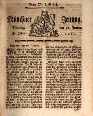 Münchner Zeitung (Süddeutsche Presse) Dienstag 31. Januar 1769