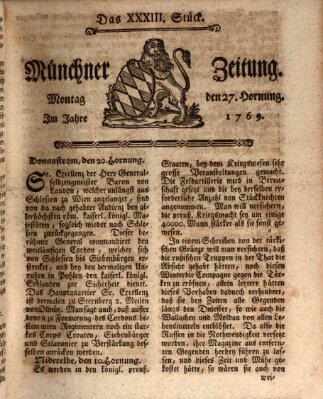 Münchner Zeitung (Süddeutsche Presse) Montag 27. Februar 1769