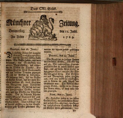 Münchner Zeitung (Süddeutsche Presse) Donnerstag 13. Juli 1769