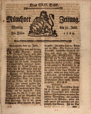 Münchner Zeitung (Süddeutsche Presse) Montag 31. Juli 1769