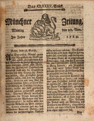 Münchner Zeitung (Süddeutsche Presse) Montag 20. November 1769