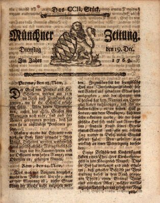 Münchner Zeitung (Süddeutsche Presse) Dienstag 19. Dezember 1769