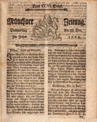 Münchner Zeitung (Süddeutsche Presse) Donnerstag 28. Dezember 1769