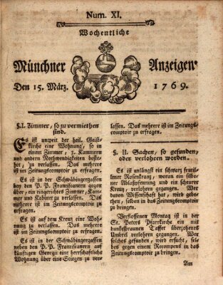 Münchner Zeitung (Süddeutsche Presse) Mittwoch 15. März 1769