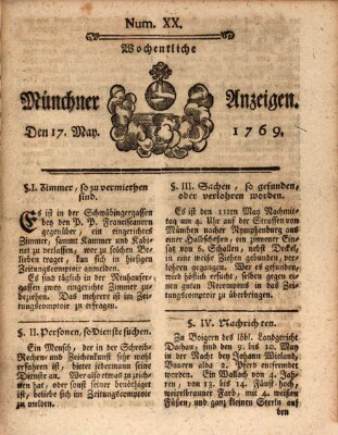 Münchner Zeitung (Süddeutsche Presse) Mittwoch 17. Mai 1769