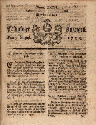 Münchner Zeitung (Süddeutsche Presse) Mittwoch 9. August 1769