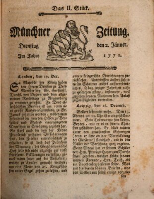 Münchner Zeitung (Süddeutsche Presse) Dienstag 2. Januar 1770