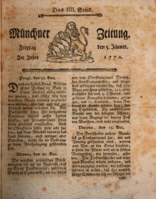 Münchner Zeitung (Süddeutsche Presse) Freitag 5. Januar 1770