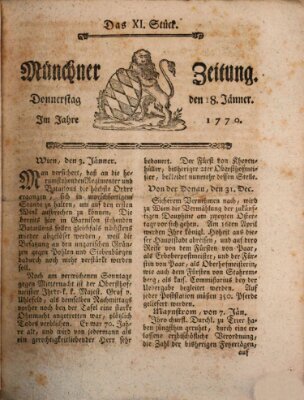 Münchner Zeitung (Süddeutsche Presse) Donnerstag 18. Januar 1770