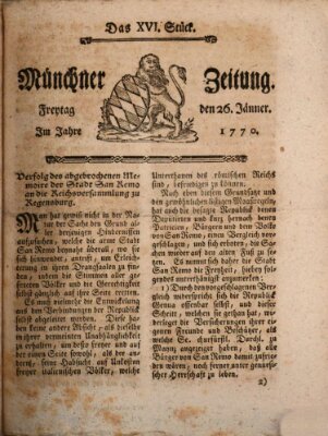 Münchner Zeitung (Süddeutsche Presse) Freitag 26. Januar 1770