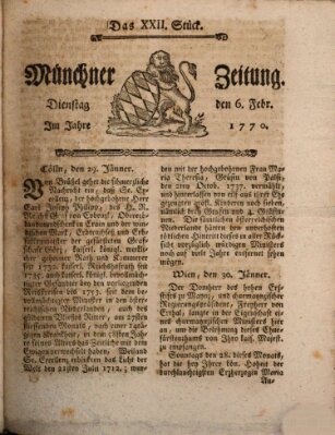 Münchner Zeitung (Süddeutsche Presse) Dienstag 6. Februar 1770